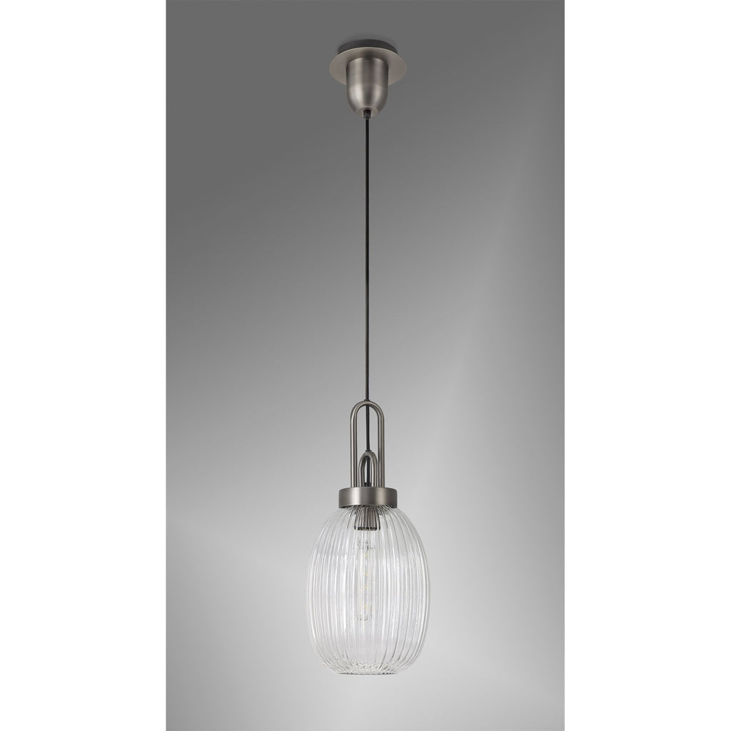 NLK05789 Amsterdam  1 Light Pendant Antique Silver Matt Black