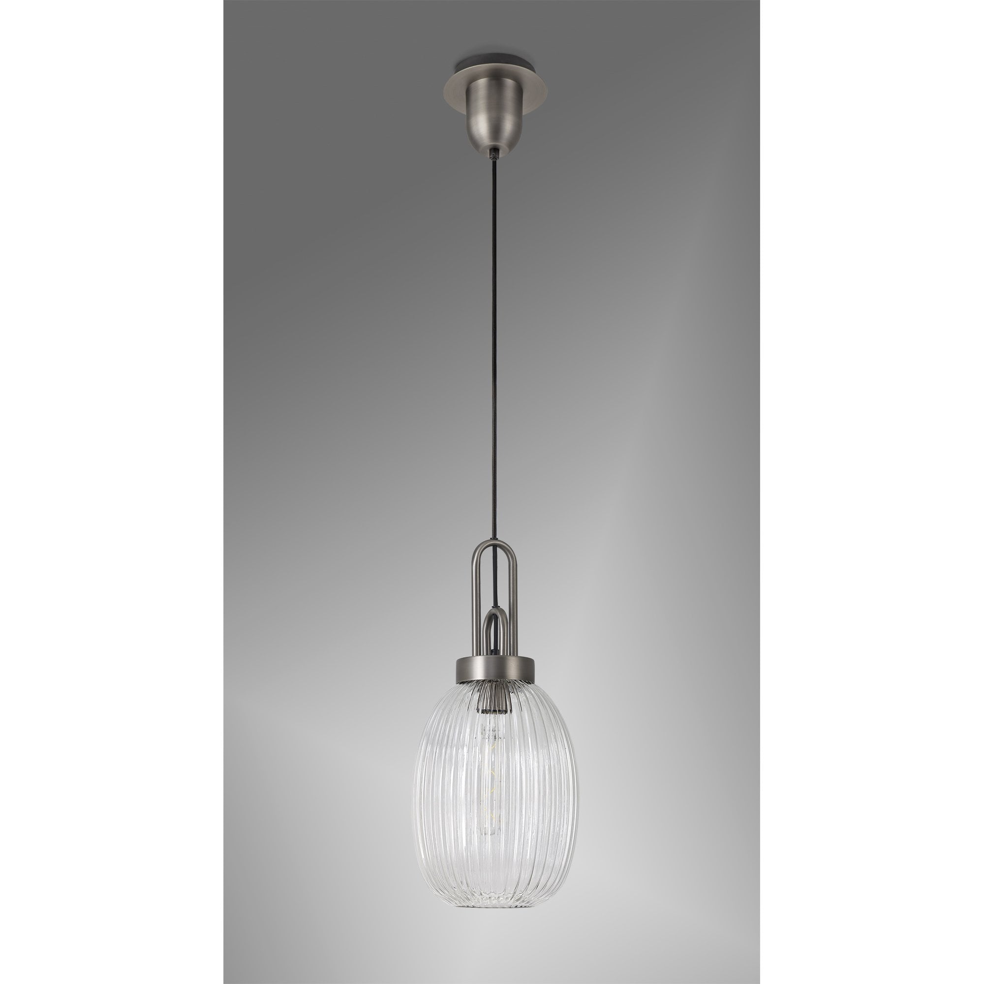 NLK05789 Amsterdam  1 Light Pendant Antique Silver Matt Black