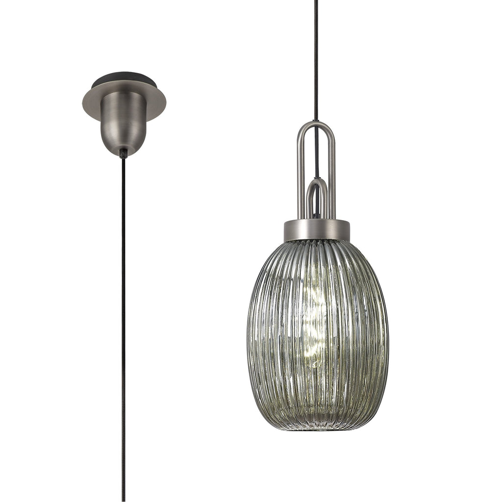NLK05799 Amsterdam 1 Light Pendant Antique Silver Matt Black