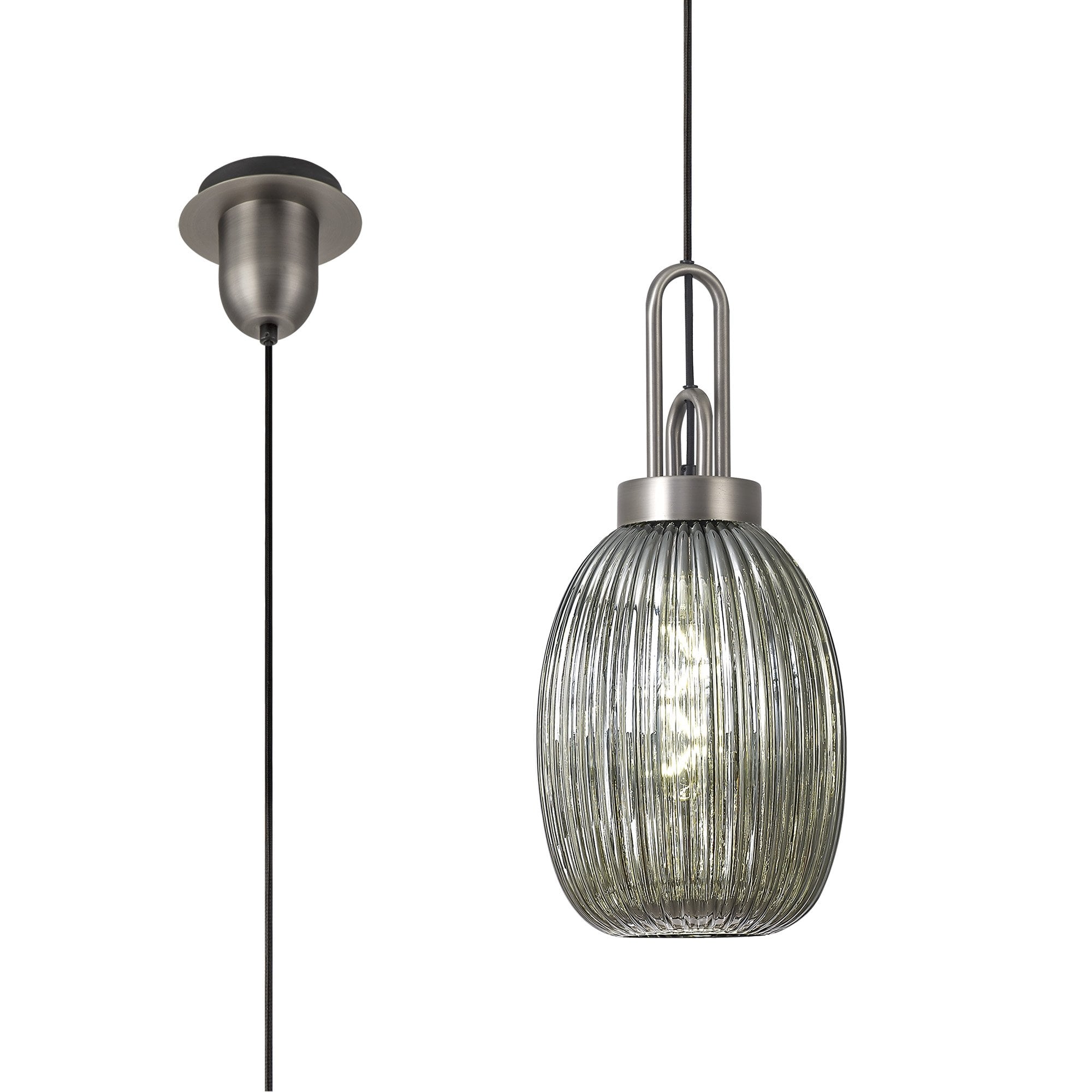 NLK05799 Amsterdam 1 Light Pendant Antique Silver Matt Black