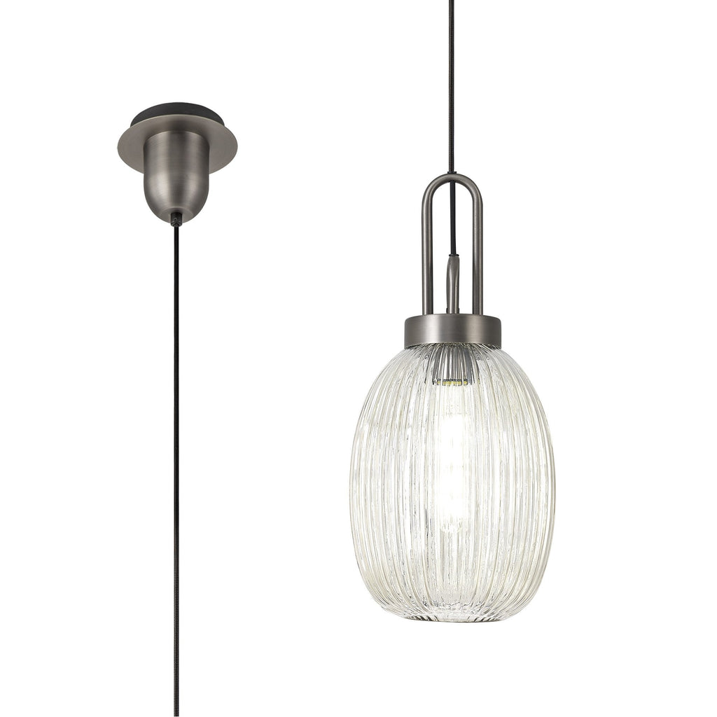 NLK05809 Amsterdam 1 Light Pendant Antique Silver Matt Black