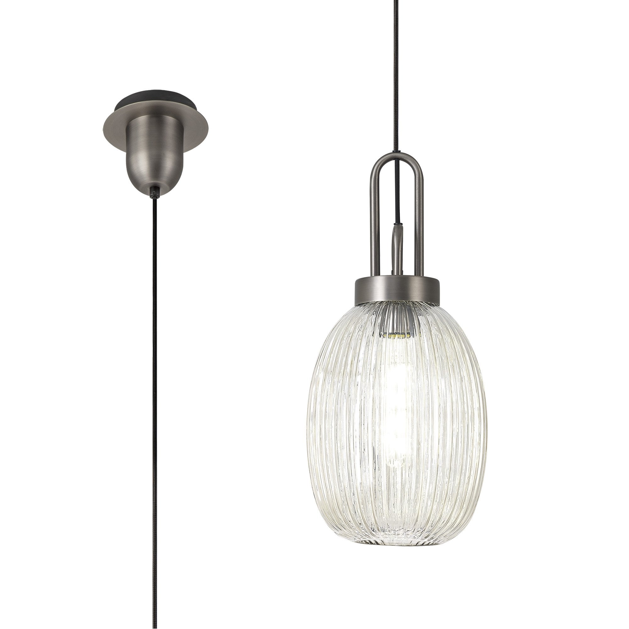 NLK05809 Amsterdam 1 Light Pendant Antique Silver Matt Black