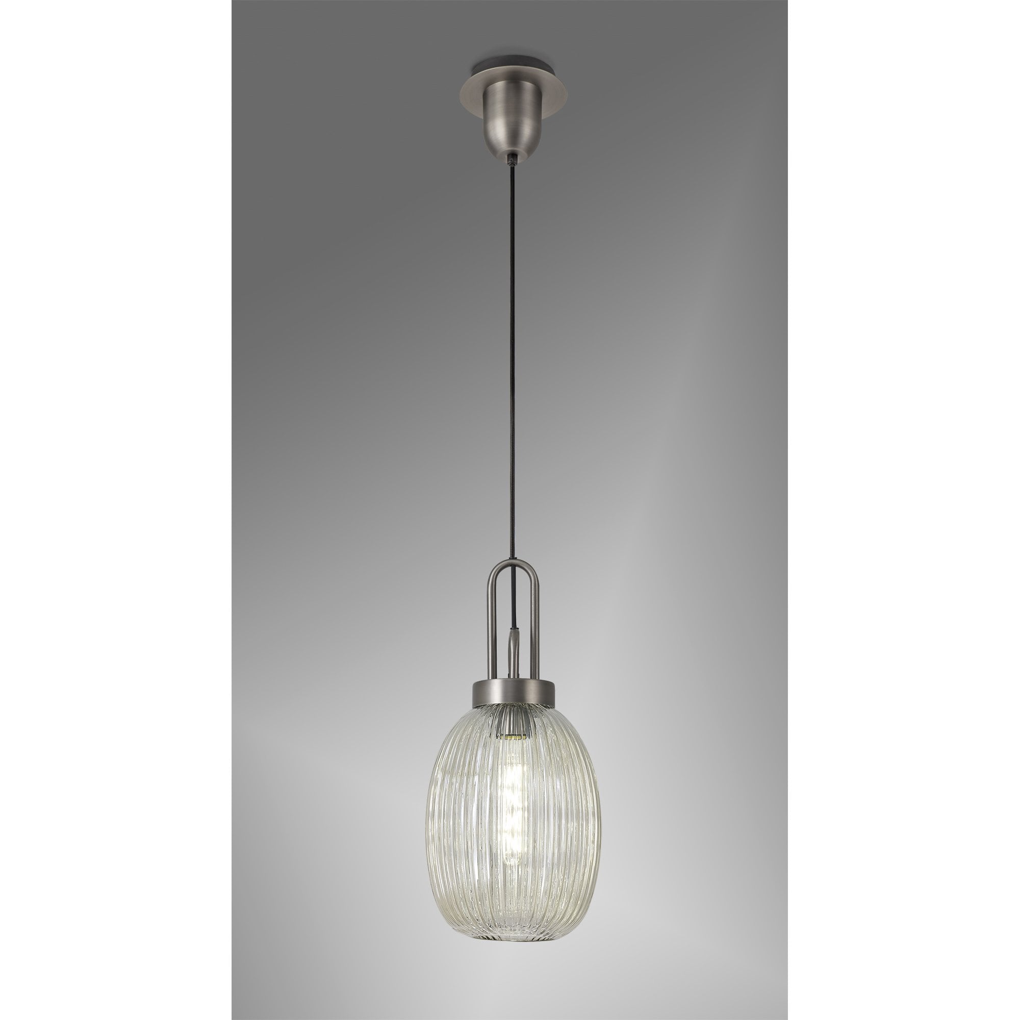 NLK05809 Amsterdam 1 Light Pendant Antique Silver Matt Black