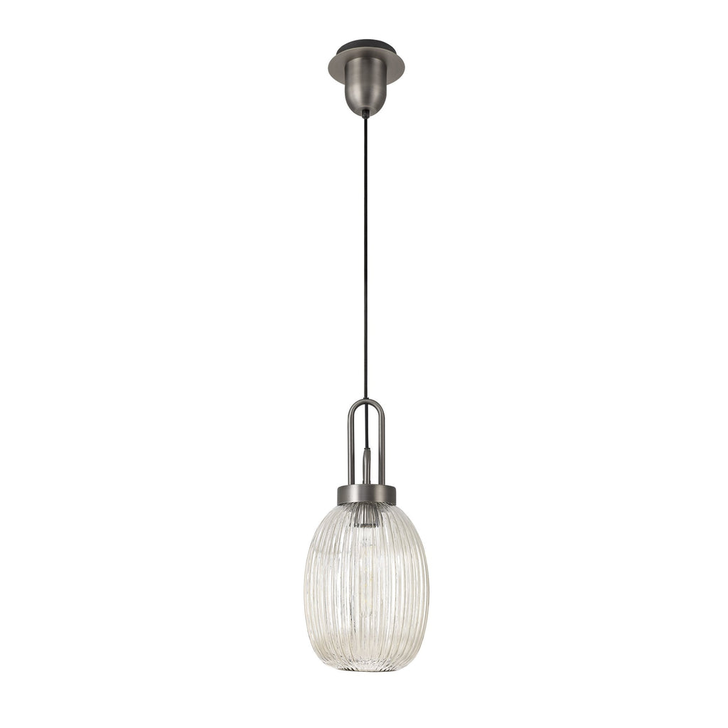 NLK05809 Amsterdam 1 Light Pendant Antique Silver Matt Black