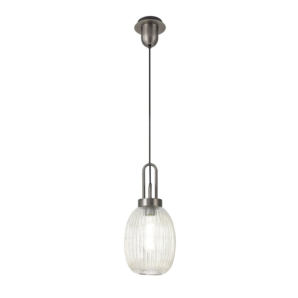 NLK05809 Amsterdam 1 Light Pendant Antique Silver Matt Black