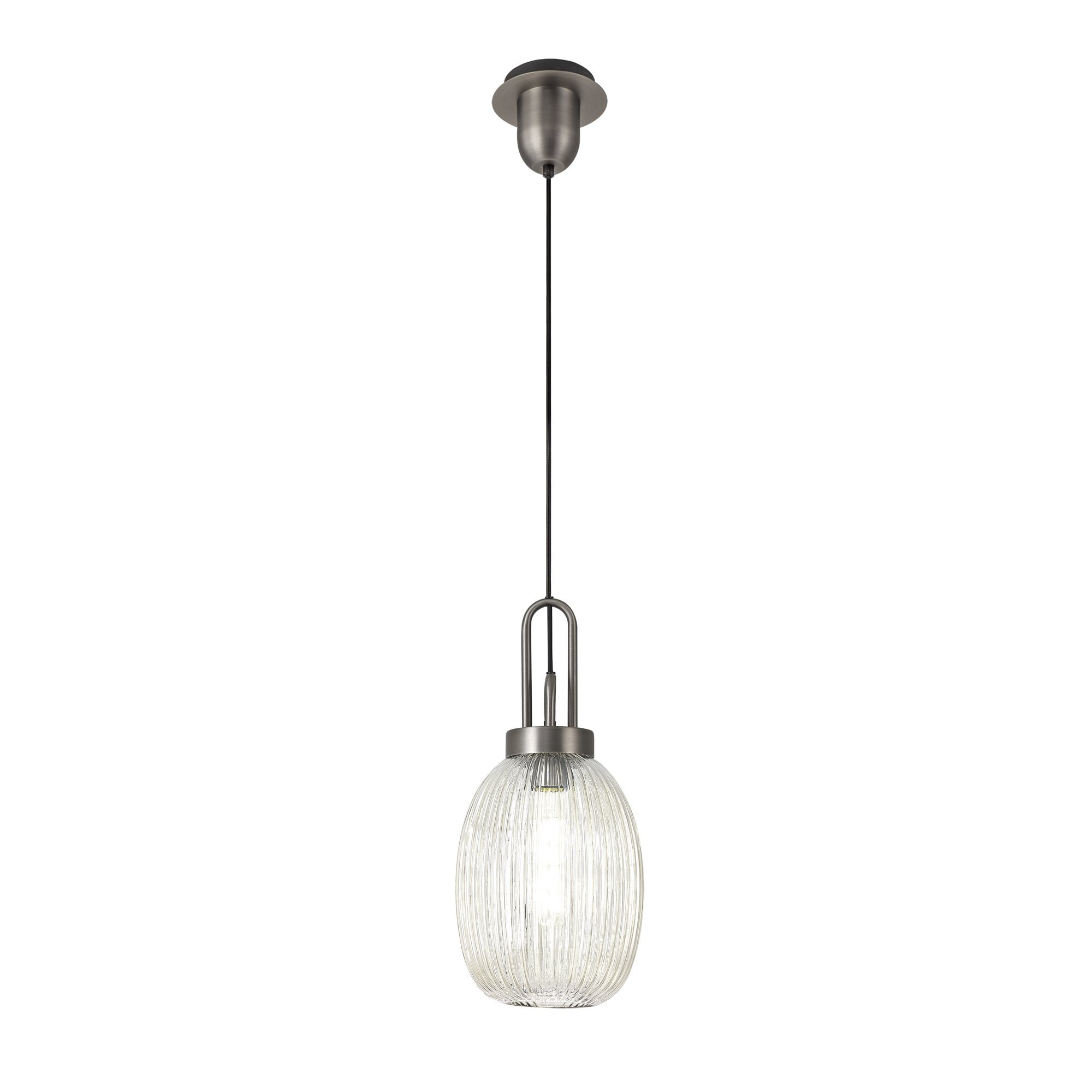 NLK05809 Amsterdam 1 Light Pendant Antique Silver Matt Black