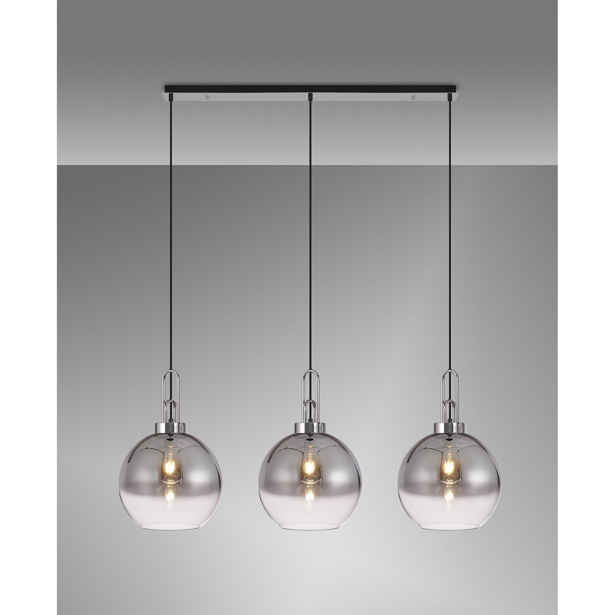 NLK05829 Acme 3 Light Linear Pendant Polished Nickel Matt Black