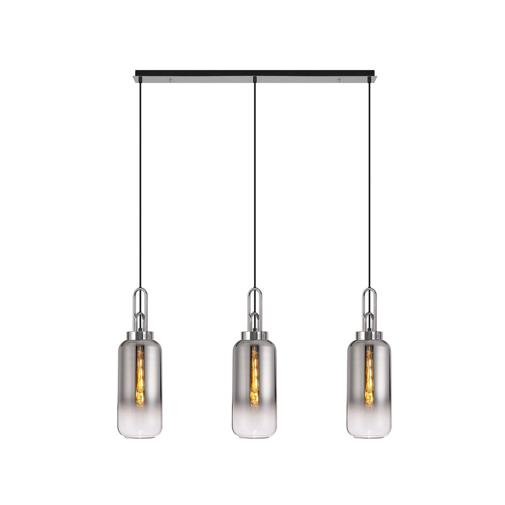 NLK05839 Acme 3 Light Linear Pendant Polished Nickel Matt Black