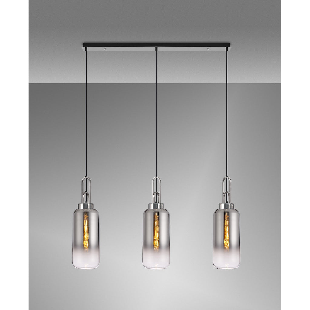 NLK05839 Acme 3 Light Linear Pendant Polished Nickel Matt Black