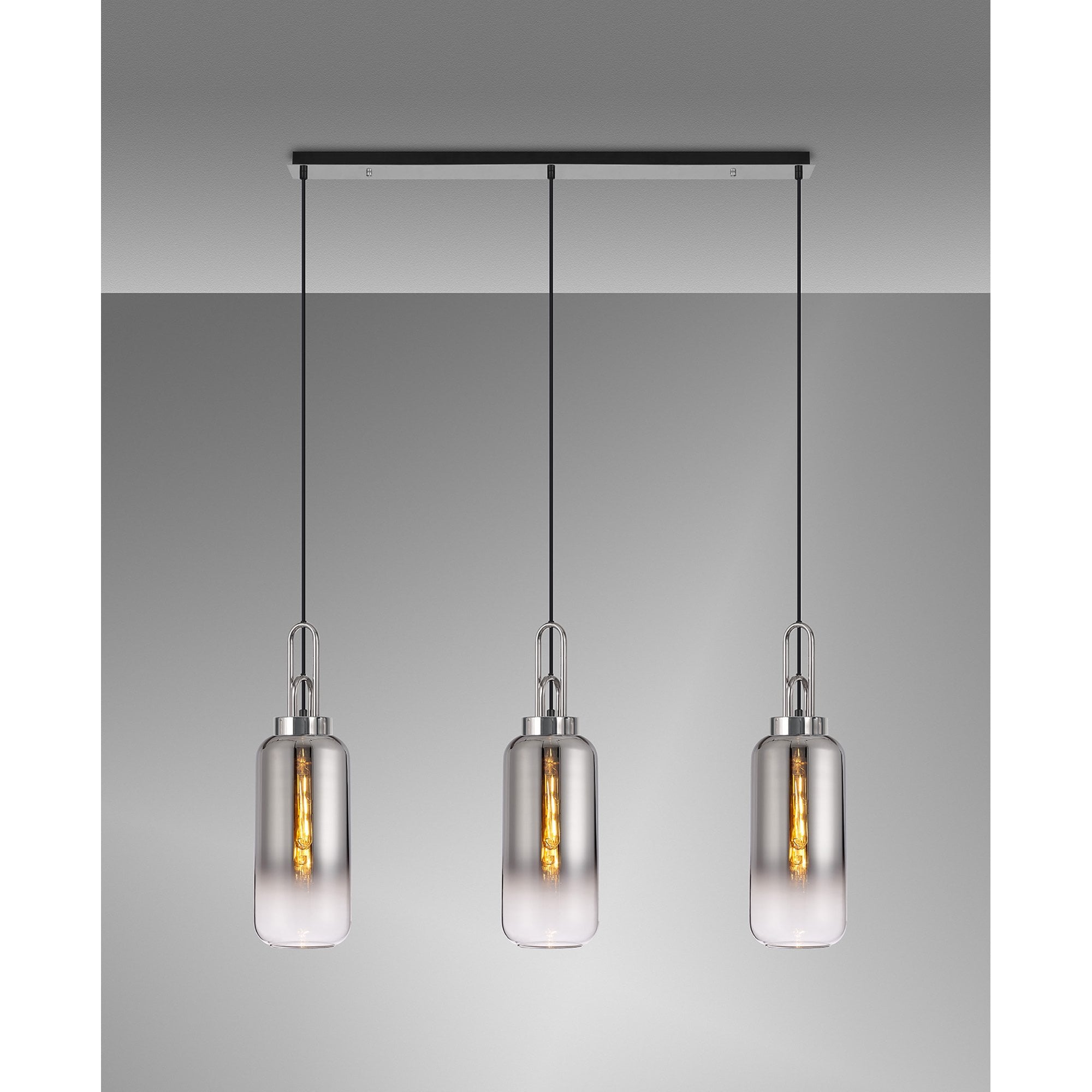 NLK05839 Acme 3 Light Linear Pendant Polished Nickel Matt Black