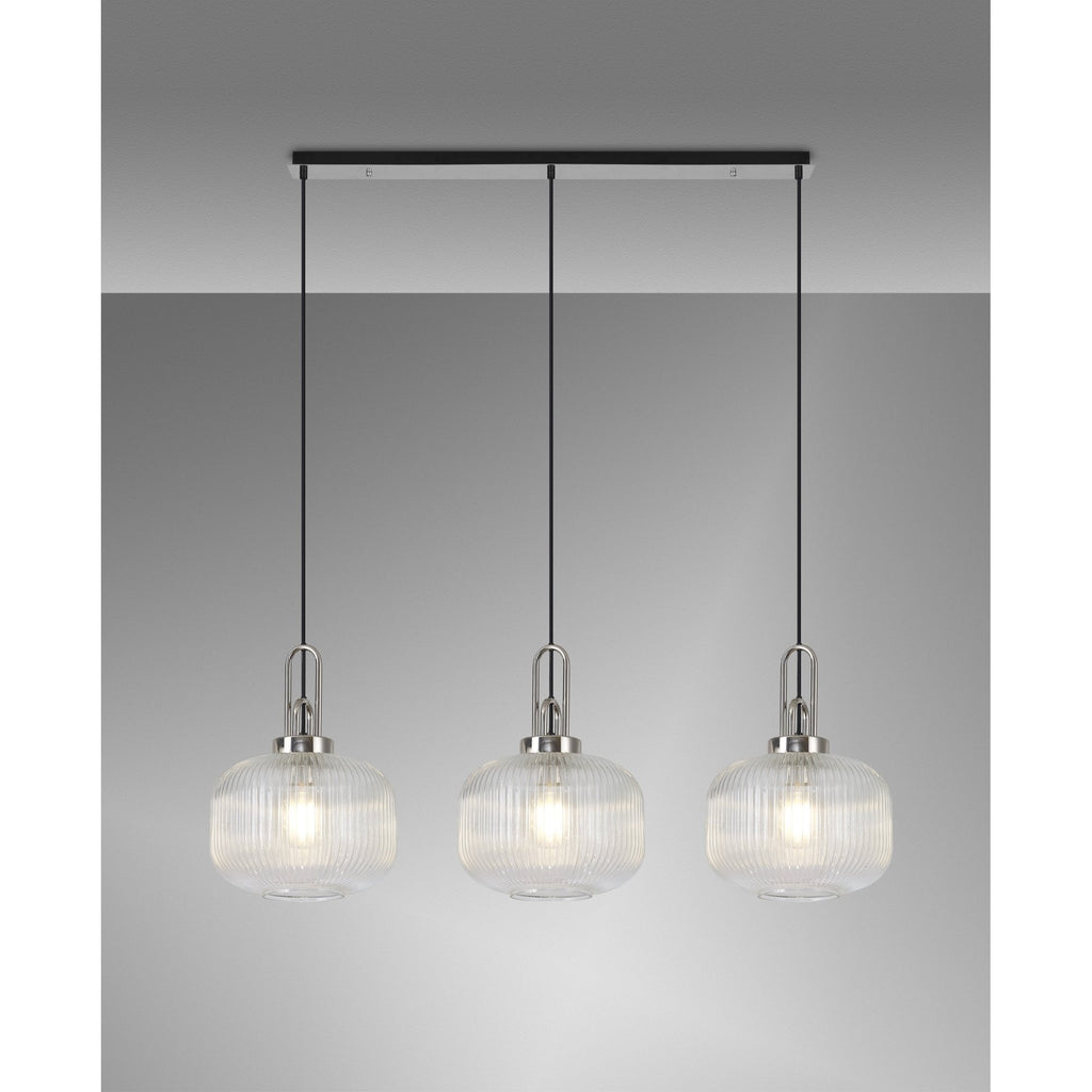 NLK05859 Acme 3 Light Linear Pendant Polished Nickel Matt Black