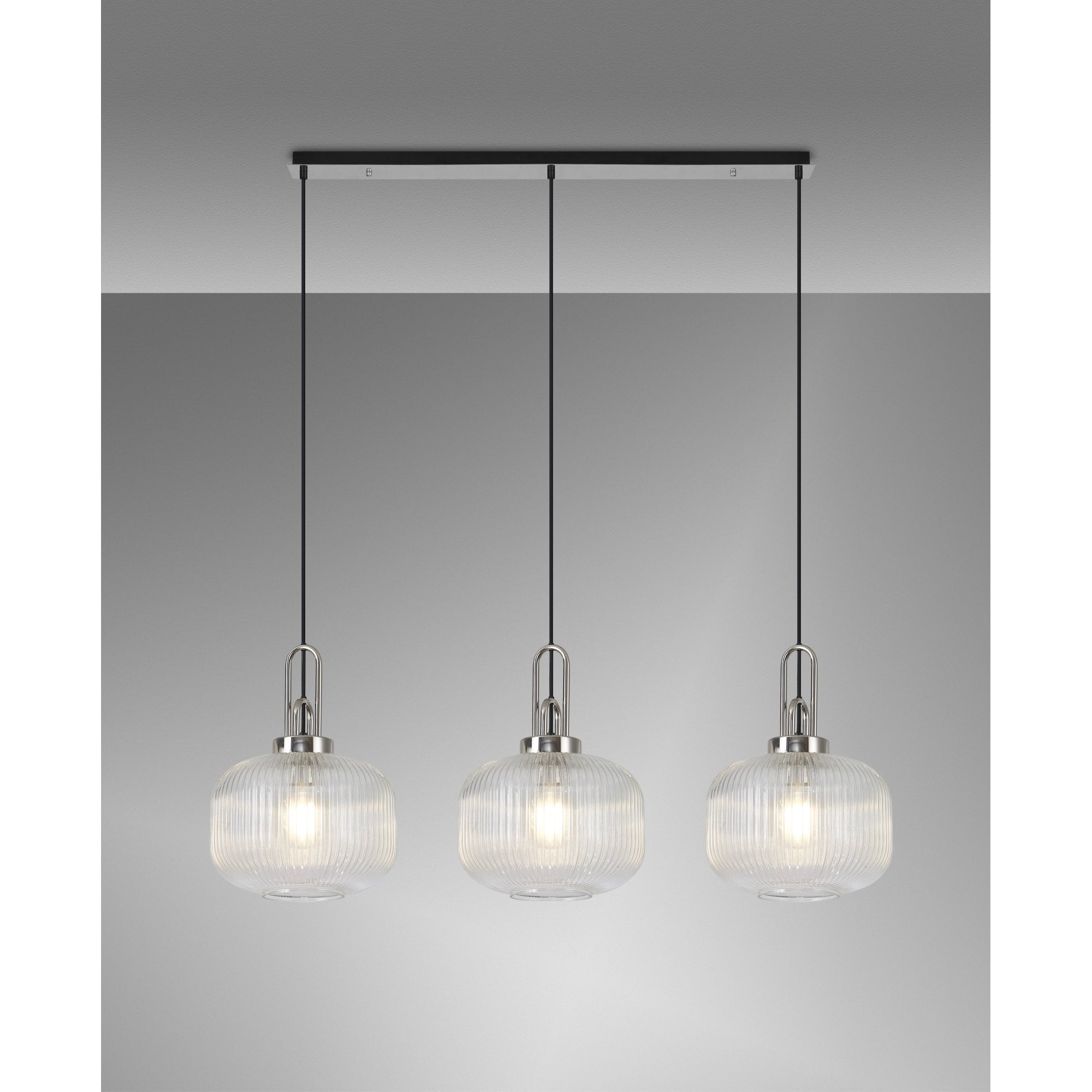 NLK05859 Acme 3 Light Linear Pendant Polished Nickel Matt Black