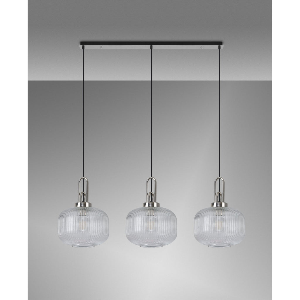 NLK05859 Acme 3 Light Linear Pendant Polished Nickel Matt Black