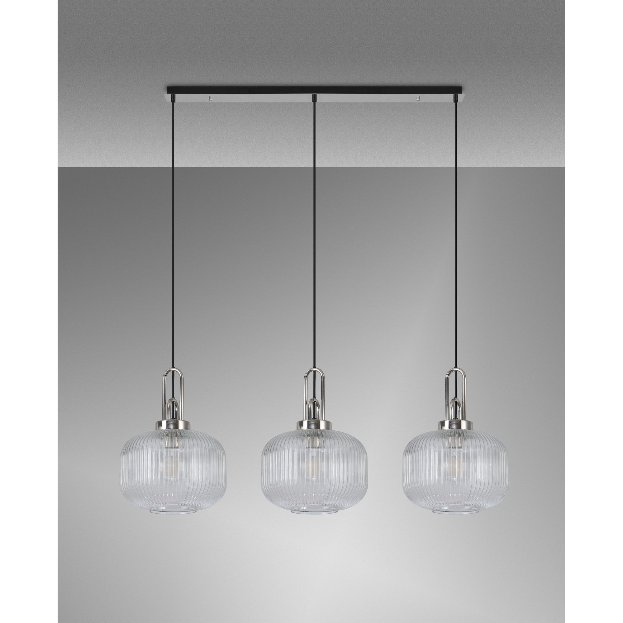 NLK05859 Acme 3 Light Linear Pendant Polished Nickel Matt Black