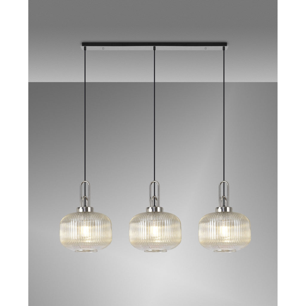 NLK05869 Acme 3 Light Linear Pendant Polished Nickel Matt Black
