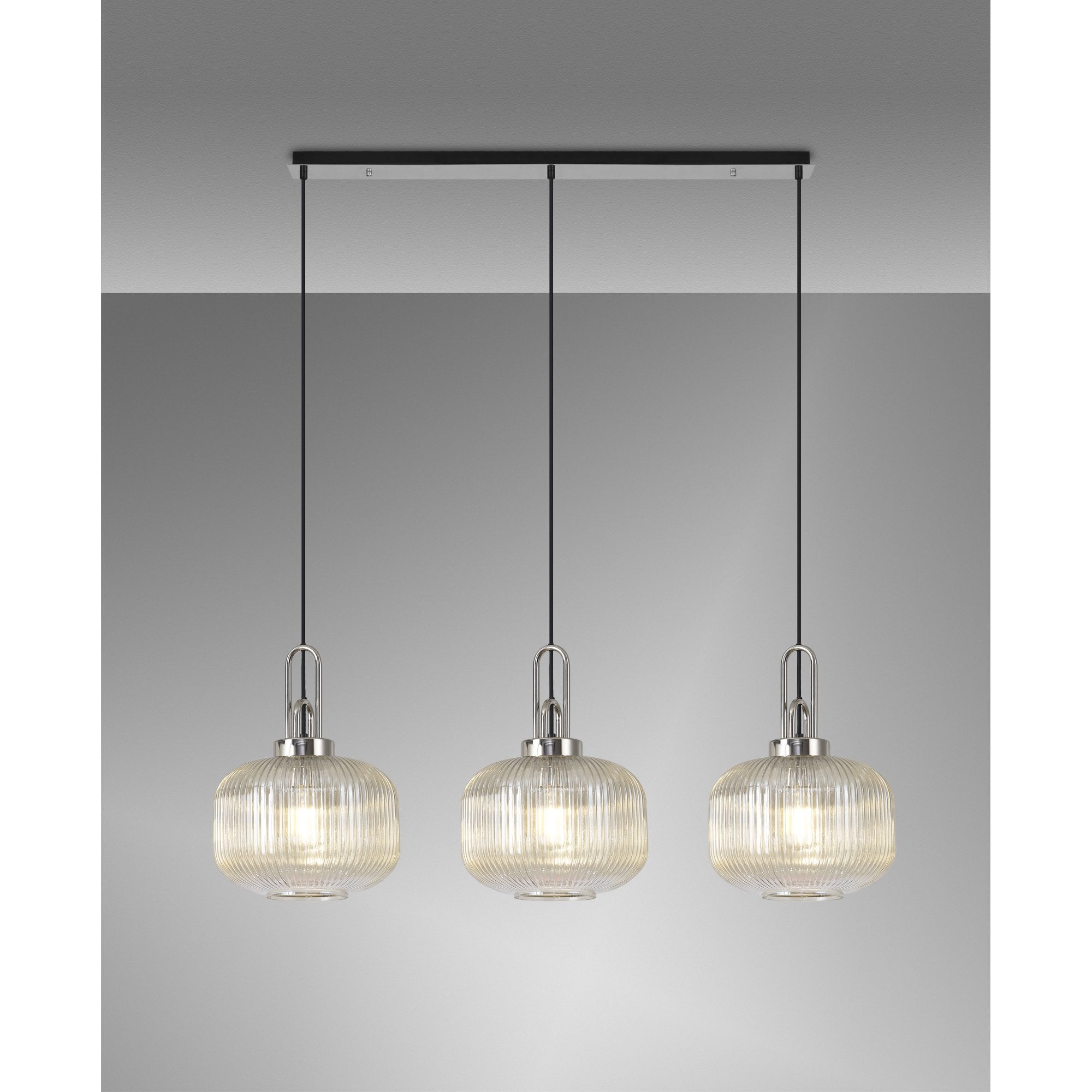 NLK05869 Acme 3 Light Linear Pendant Polished Nickel Matt Black
