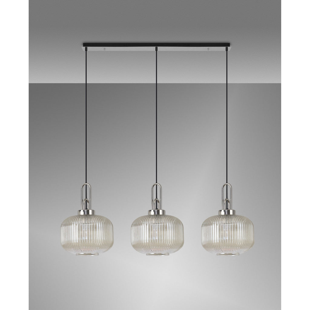 NLK05869 Acme 3 Light Linear Pendant Polished Nickel Matt Black