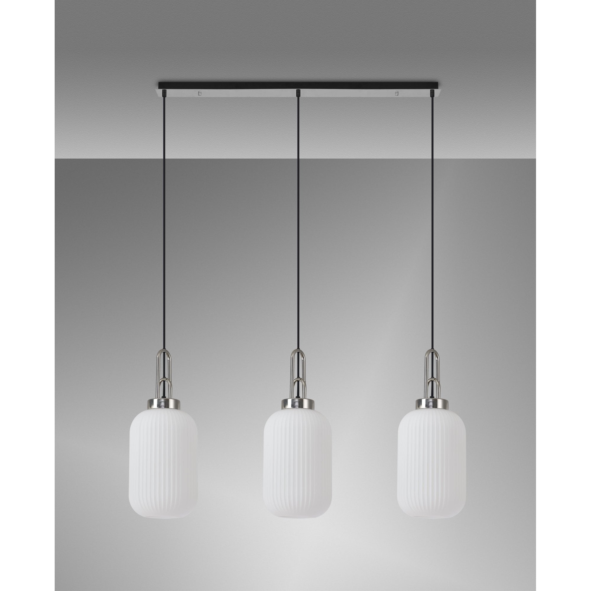 NLK05879 Acme 3 Light Linear Pendant Polished Nickel Matt Black