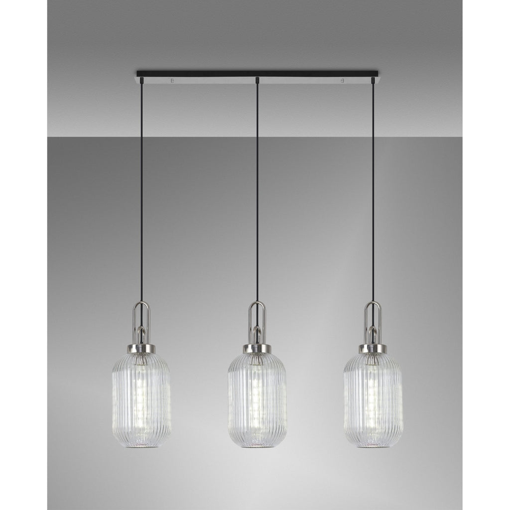 NLK05889 Acme 3 Light Linear Pendant Polished Nickel Matt Black
