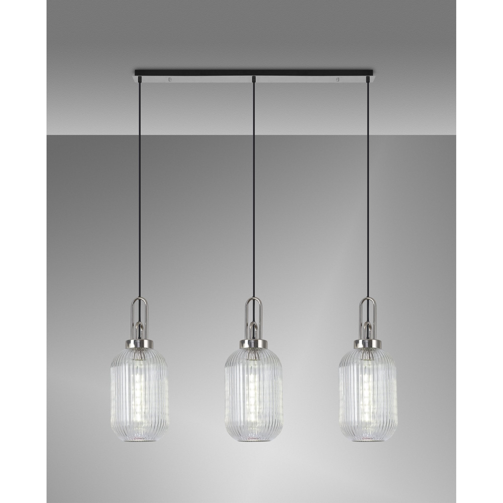 NLK05889 Acme 3 Light Linear Pendant Polished Nickel Matt Black
