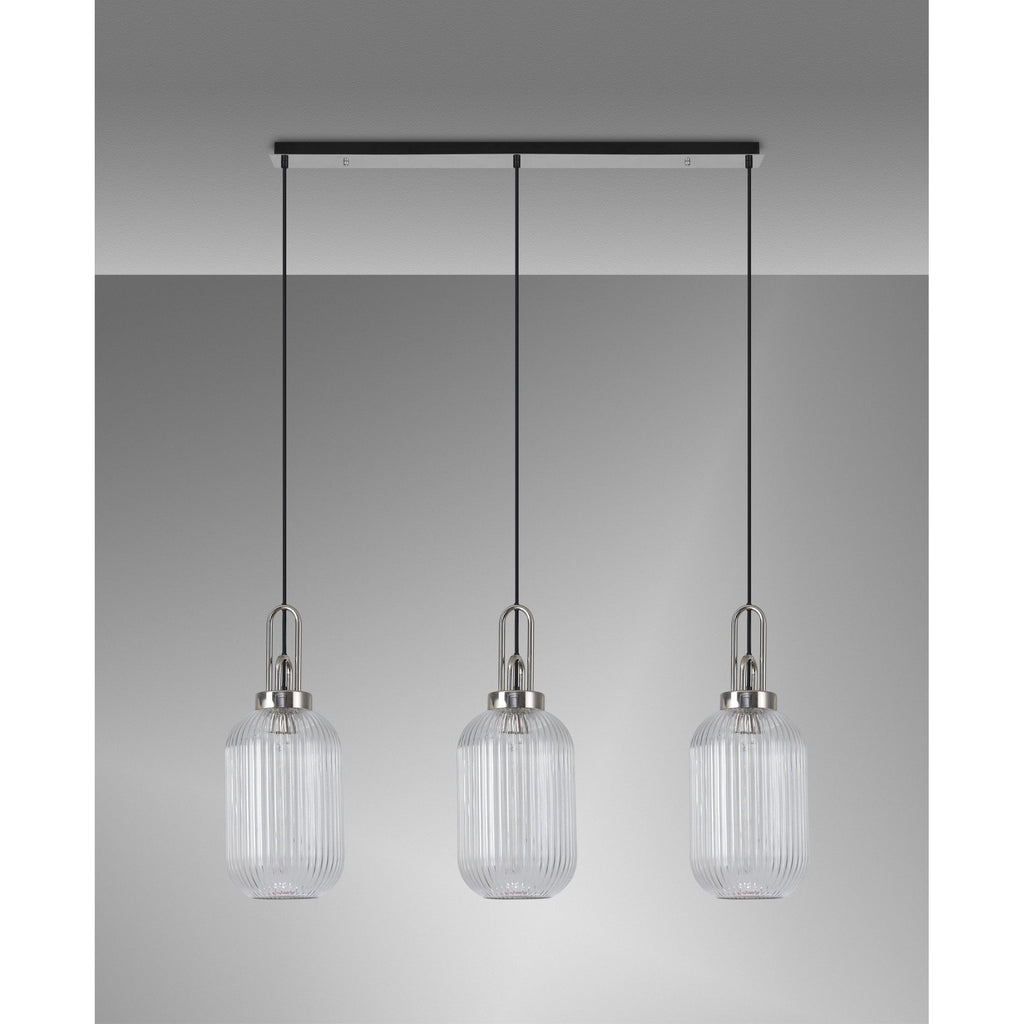 NLK05889 Acme 3 Light Linear Pendant Polished Nickel Matt Black
