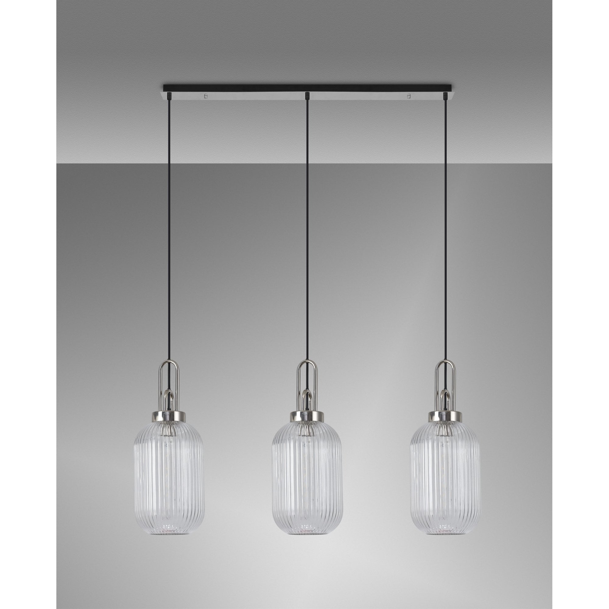 NLK05889 Acme 3 Light Linear Pendant Polished Nickel Matt Black