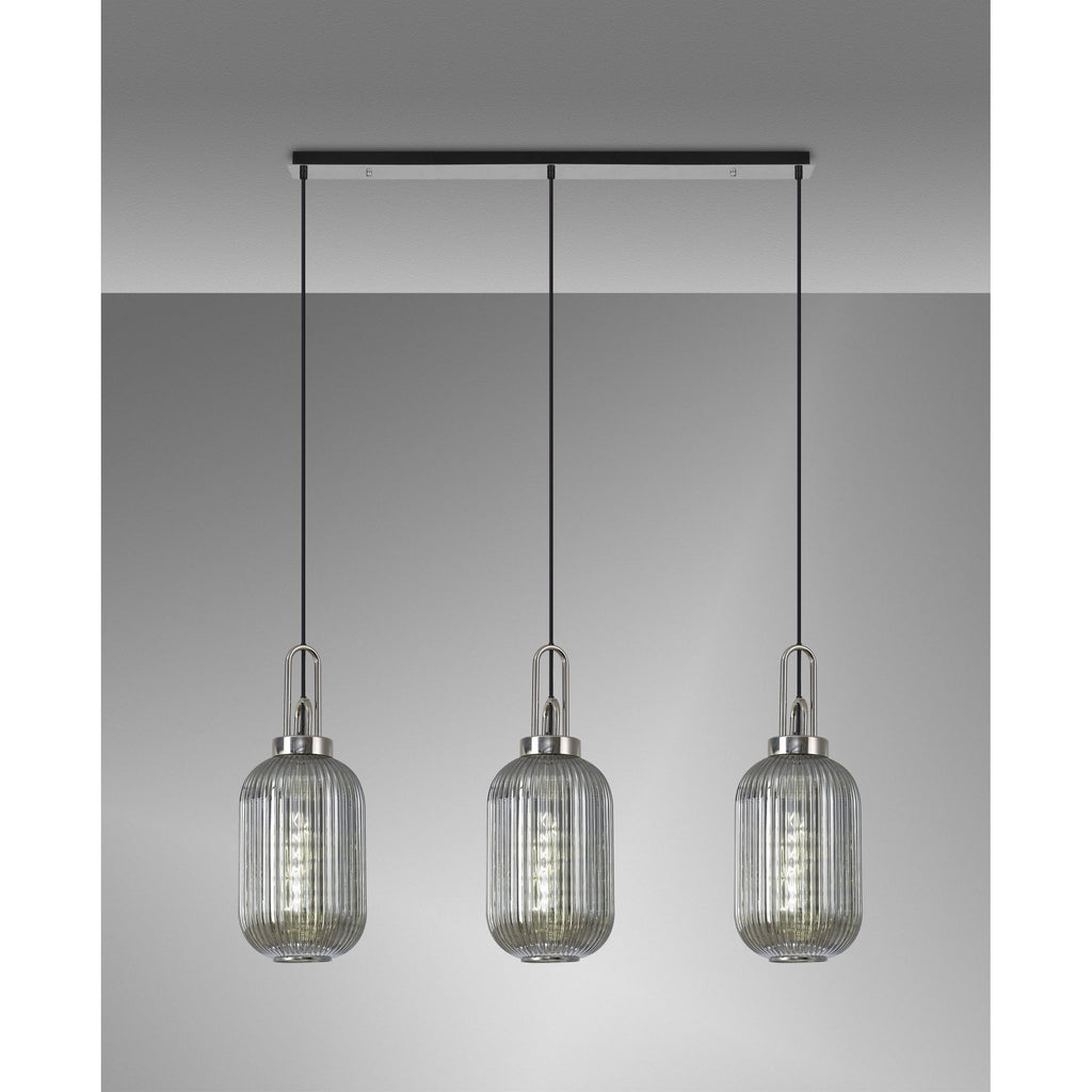NLK05899 Acme 3 Light Linear Pendant Polished Nickel Matt Black