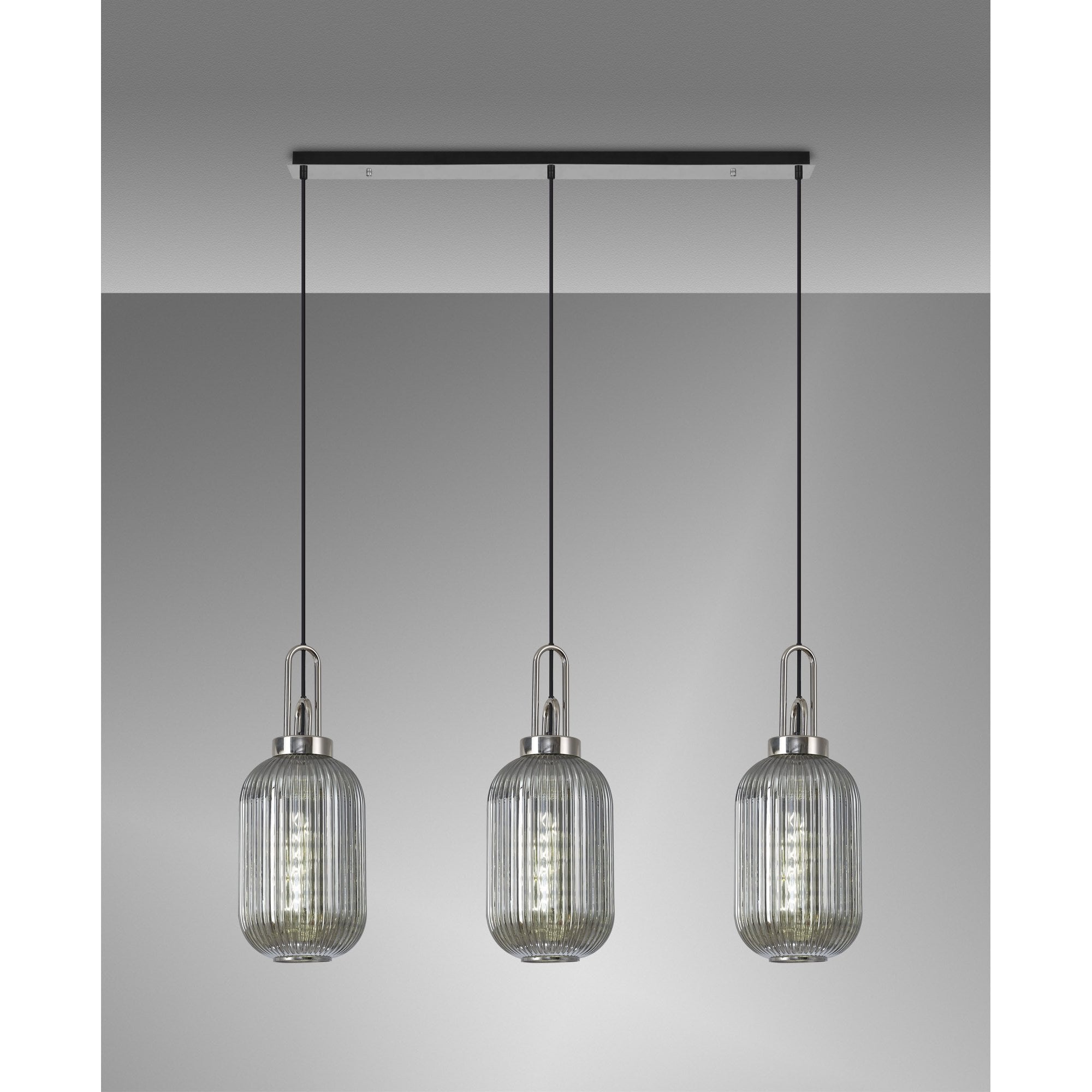 NLK05899 Acme 3 Light Linear Pendant Polished Nickel Matt Black