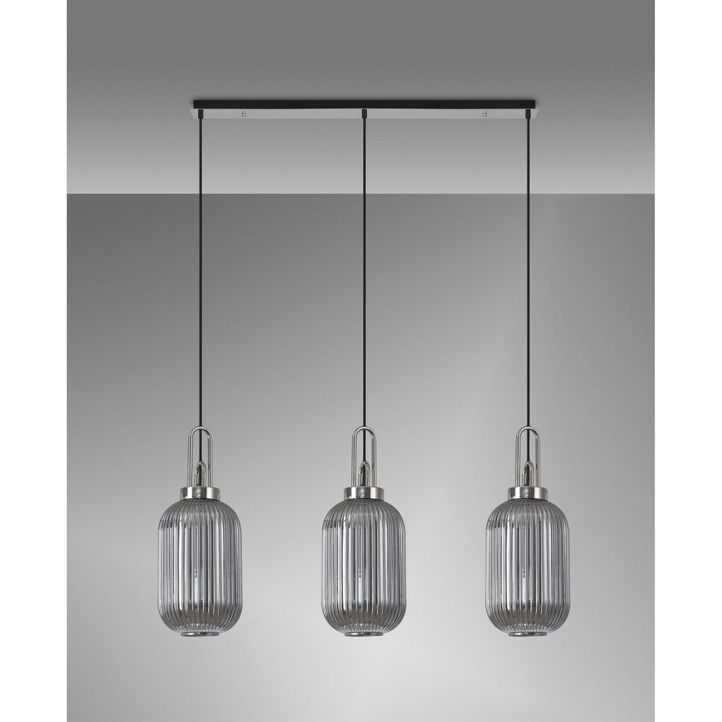 NLK05899 Acme 3 Light Linear Pendant Polished Nickel Matt Black
