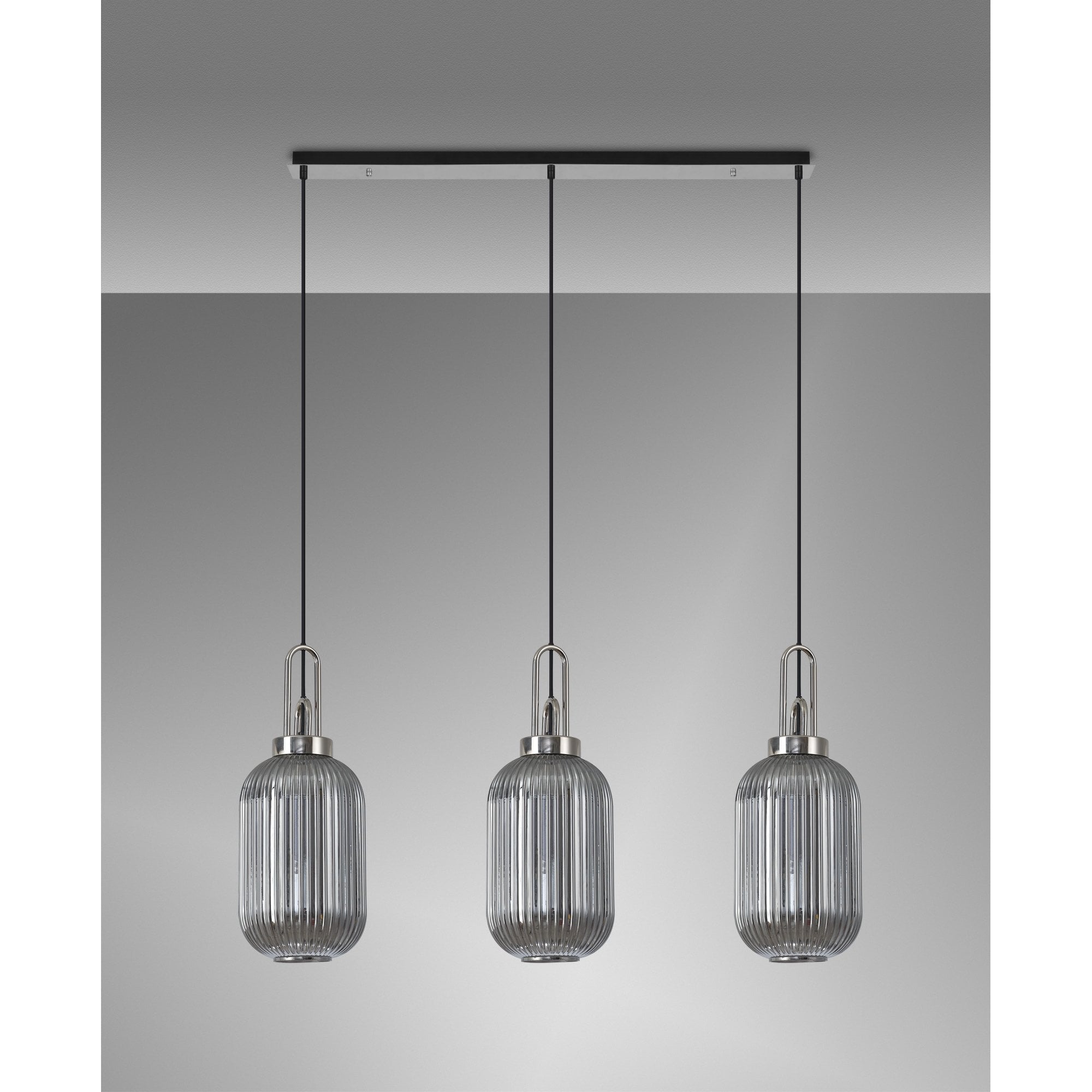 NLK05899 Acme 3 Light Linear Pendant Polished Nickel Matt Black