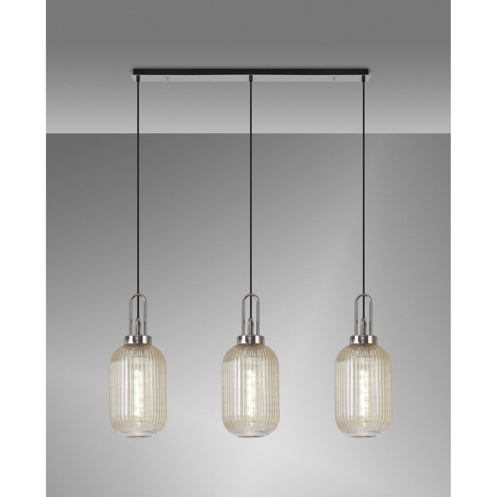 NLK05909 Acme 3 Light Linear Pendant Polished Nickel Matt Black