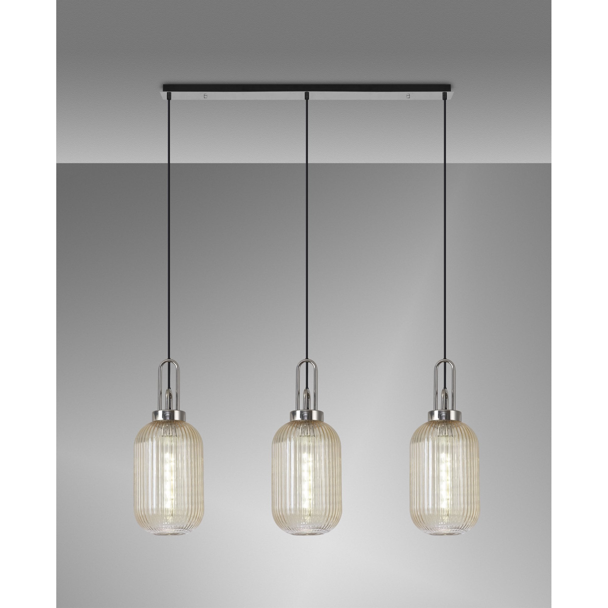 NLK05909 Acme 3 Light Linear Pendant Polished Nickel Matt Black