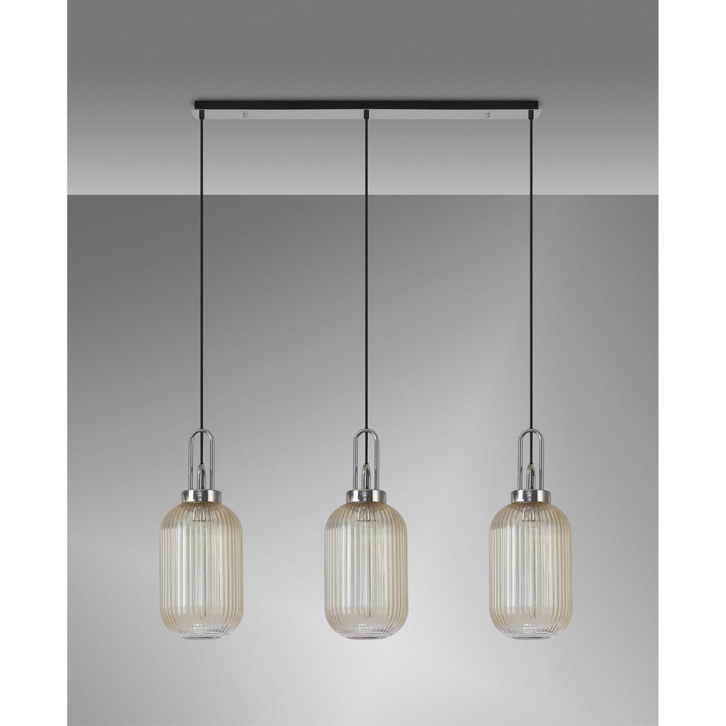 NLK05909 Acme 3 Light Linear Pendant Polished Nickel Matt Black