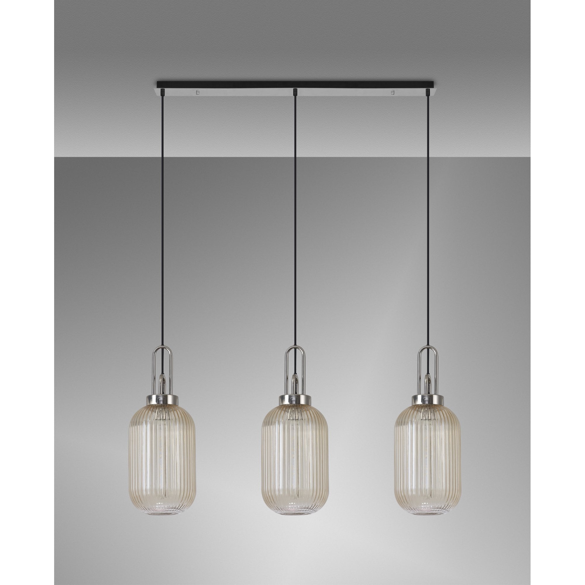 NLK05909 Acme 3 Light Linear Pendant Polished Nickel Matt Black