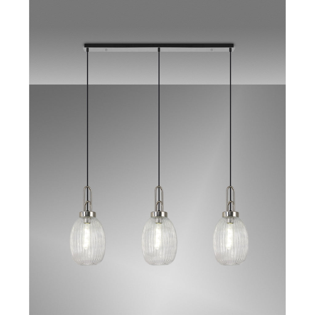 NLK05919 Acme 3 Light Linear Pendant Polished Nickel Matt Black