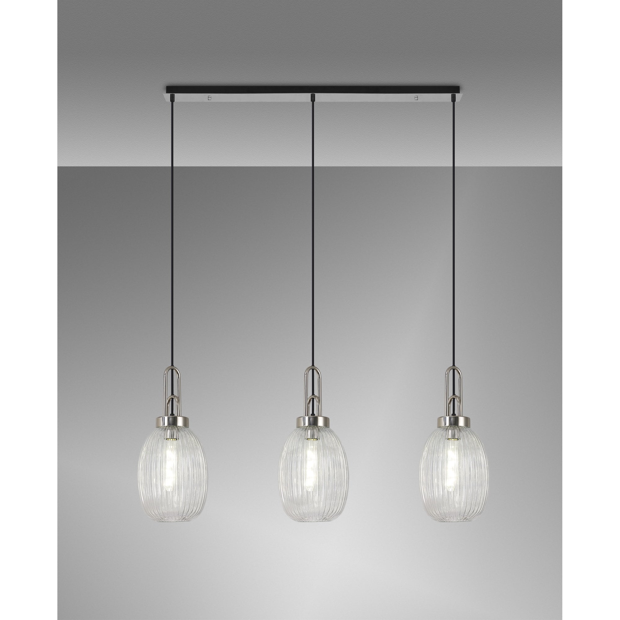 NLK05919 Acme 3 Light Linear Pendant Polished Nickel Matt Black