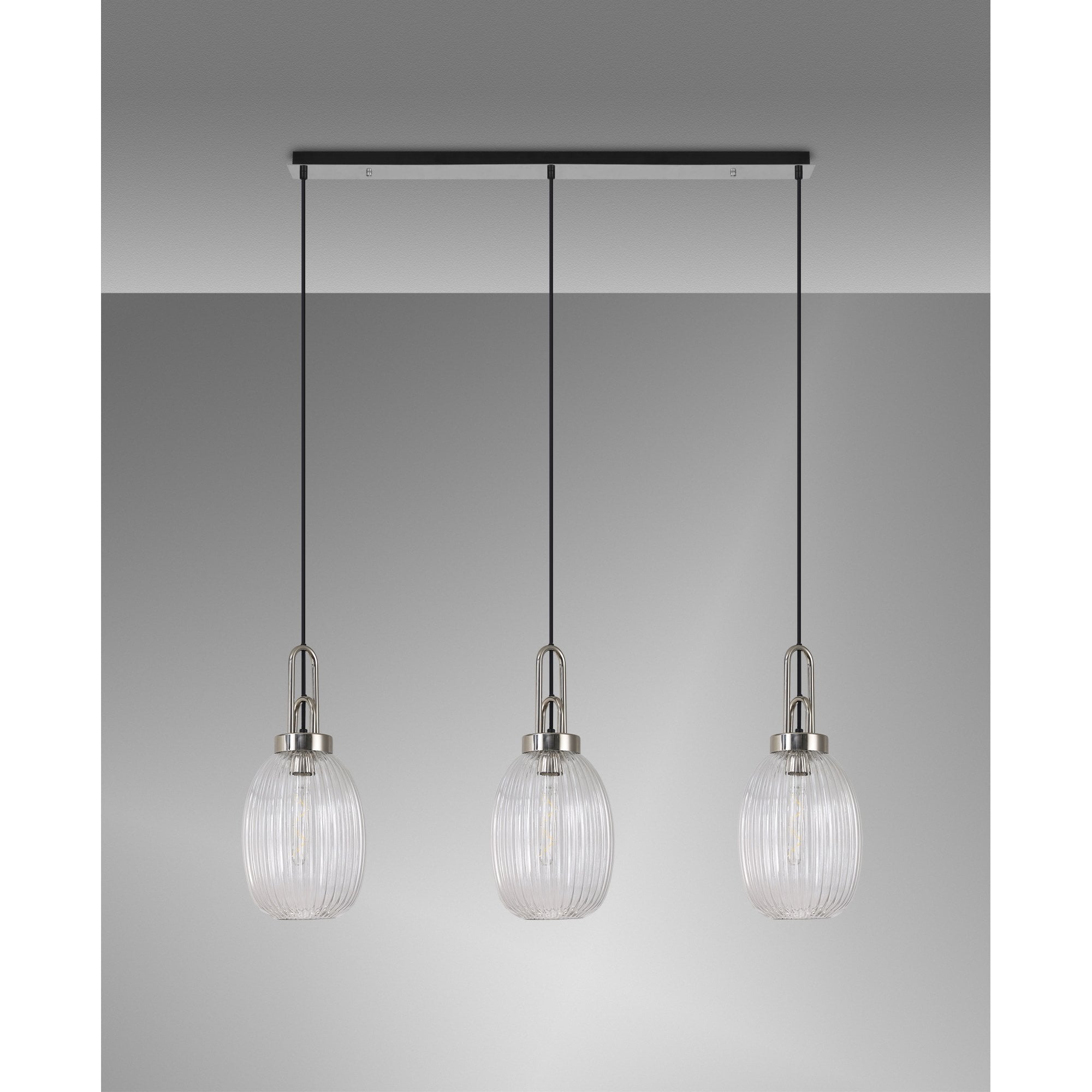 NLK05919 Acme 3 Light Linear Pendant Polished Nickel Matt Black