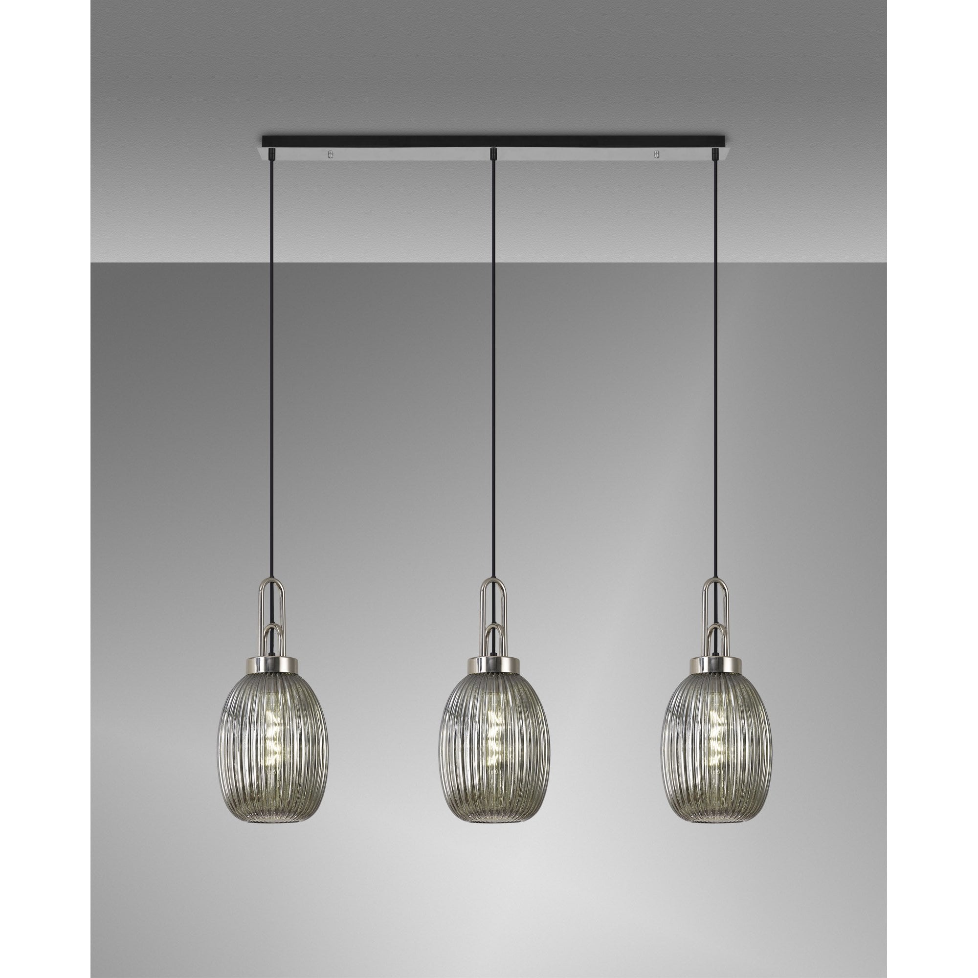 NLK05929 Acme 3 Light Linear Pendant Polished Nickel Matt Black