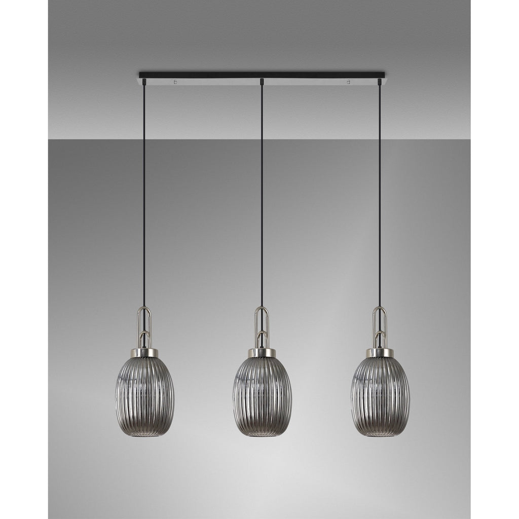 NLK05929 Acme 3 Light Linear Pendant Polished Nickel Matt Black