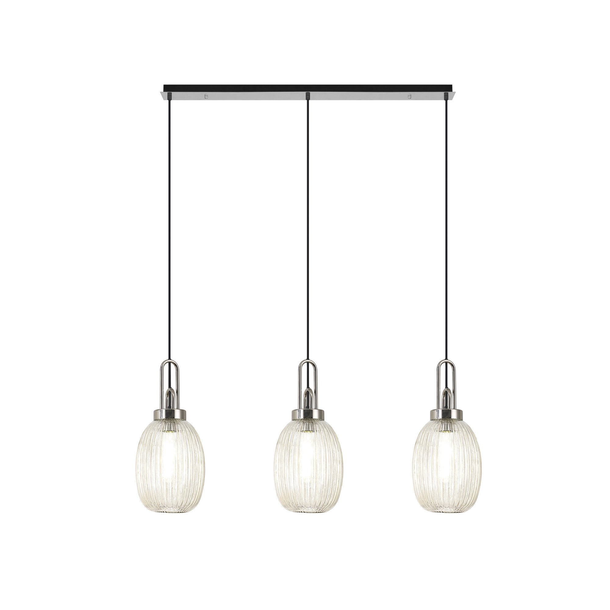 NLK05939 Acme 3 Light Linear Pendant Polished Nickel Matt Black
