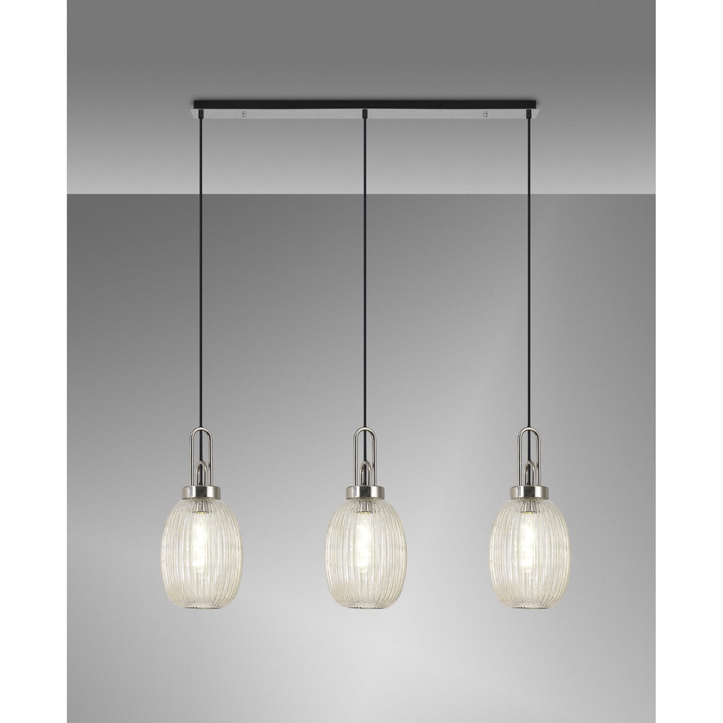 NLK05939 Acme 3 Light Linear Pendant Polished Nickel Matt Black