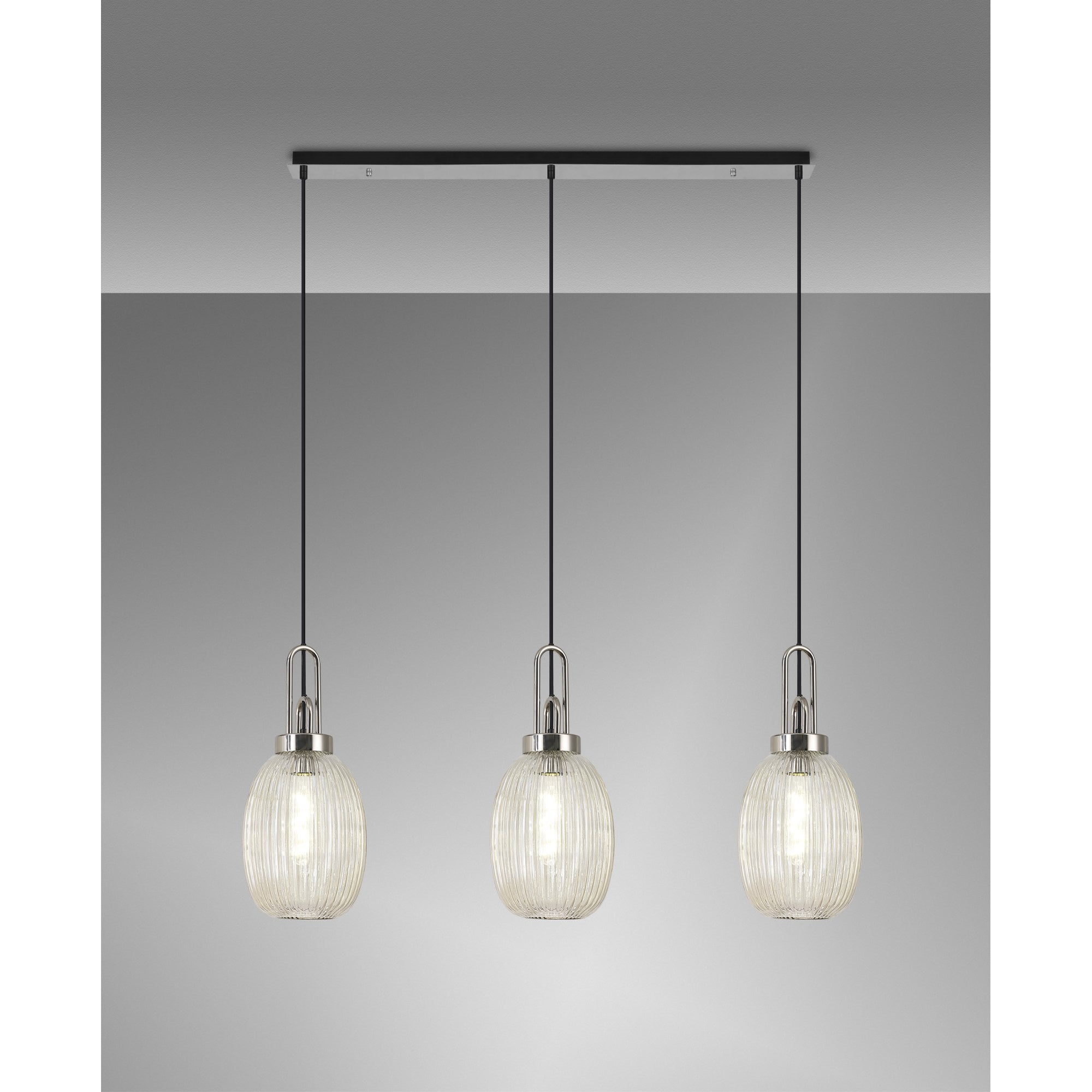 NLK05939 Acme 3 Light Linear Pendant Polished Nickel Matt Black