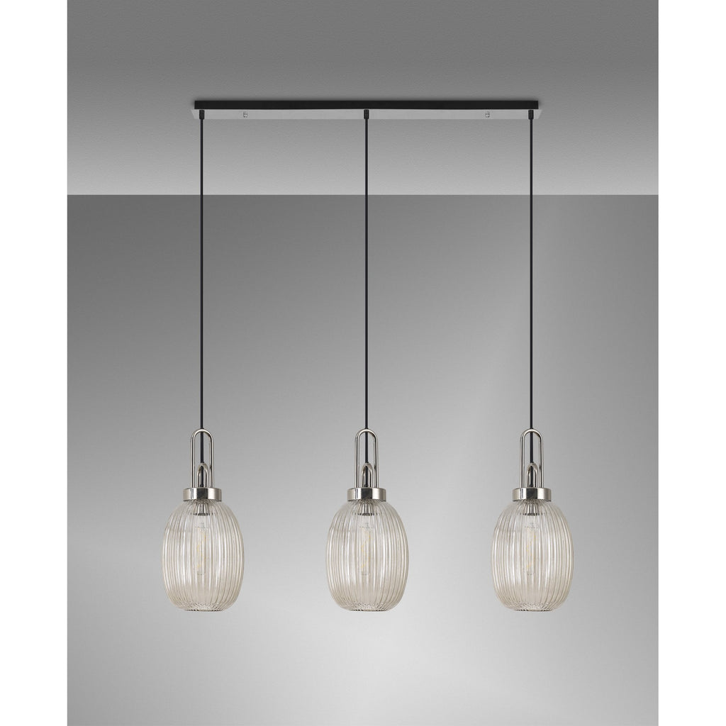 NLK05939 Acme 3 Light Linear Pendant Polished Nickel Matt Black