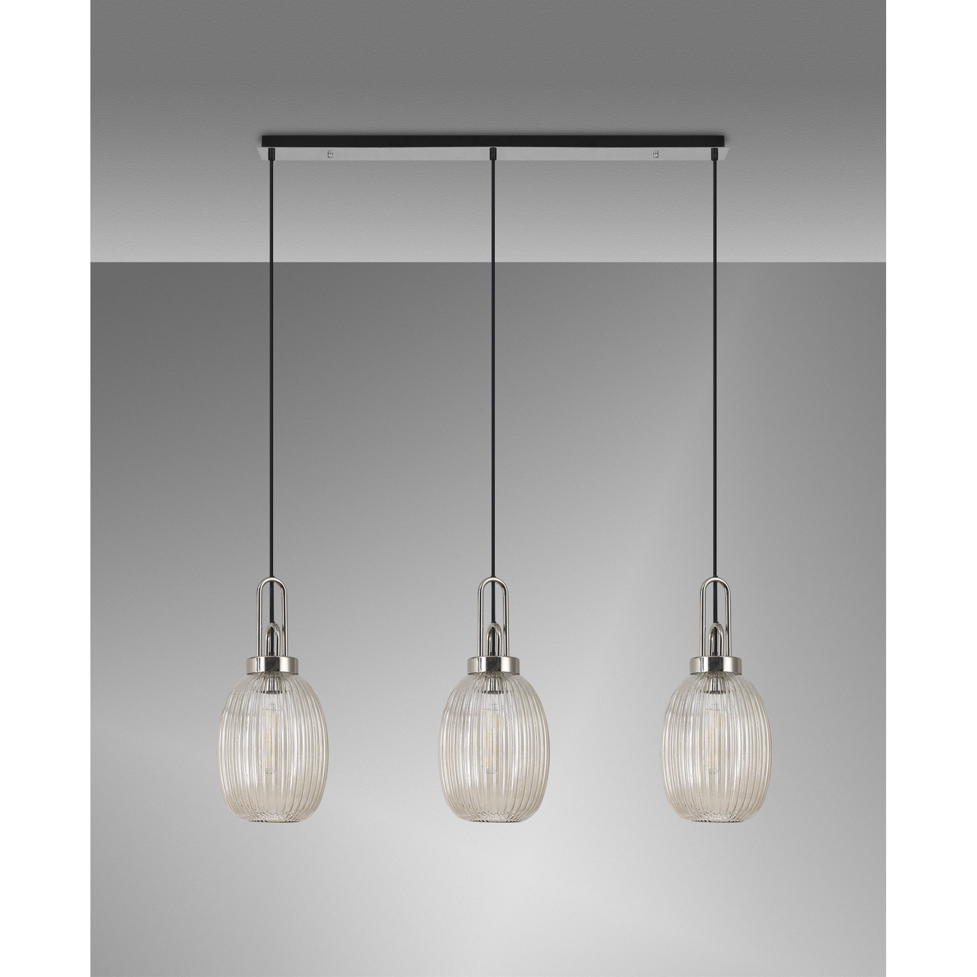 NLK05939 Acme 3 Light Linear Pendant Polished Nickel Matt Black