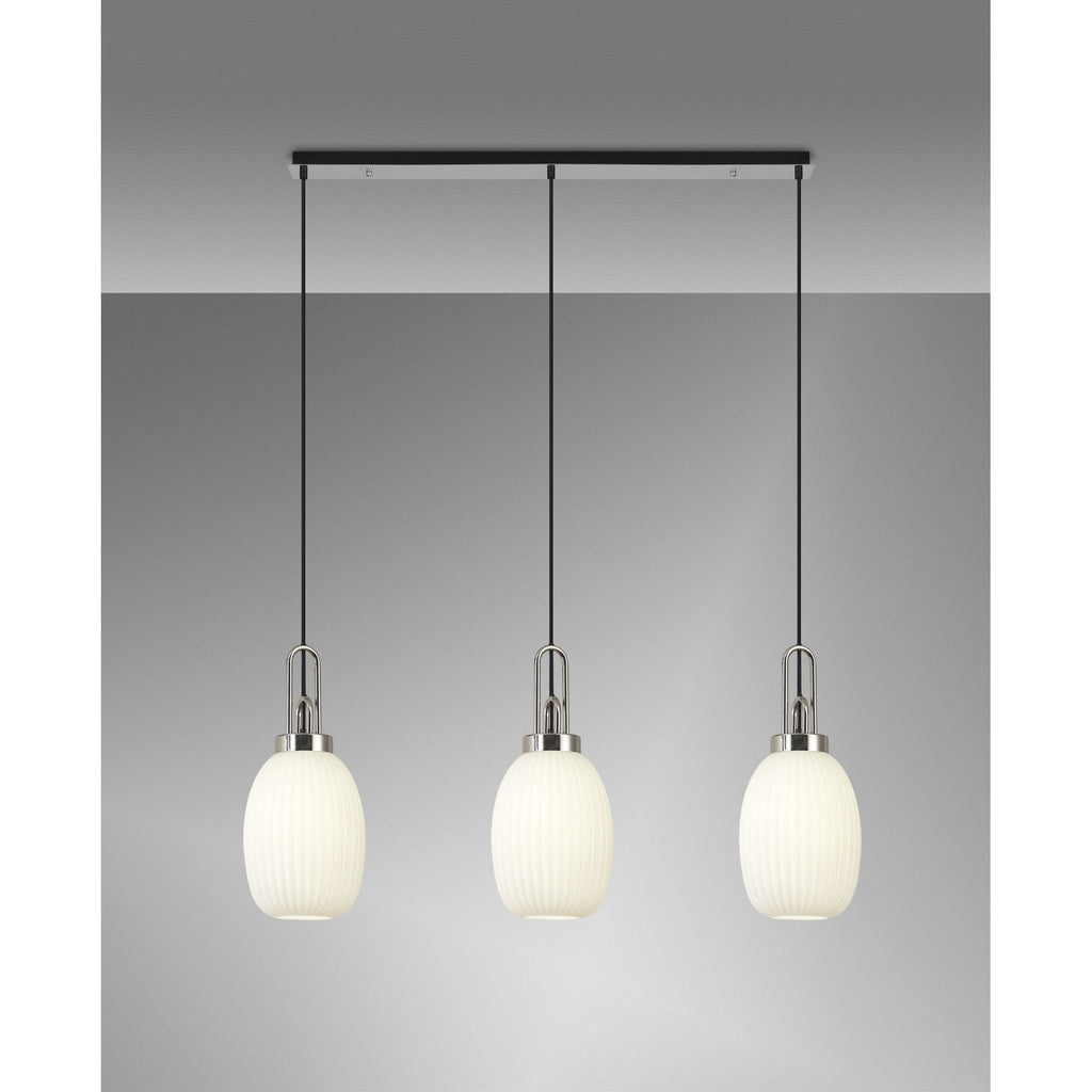 NLK05949 Acme 3 Light Linear Pendant Polished Nickel Matt Black
