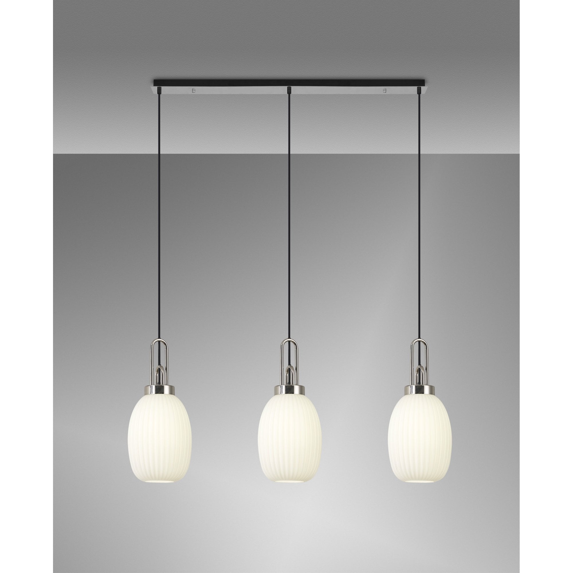 NLK05949 Acme 3 Light Linear Pendant Polished Nickel Matt Black