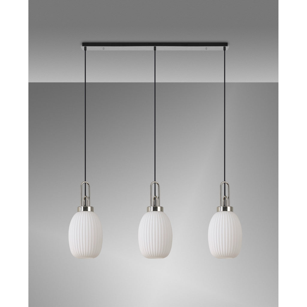 NLK05949 Acme 3 Light Linear Pendant Polished Nickel Matt Black