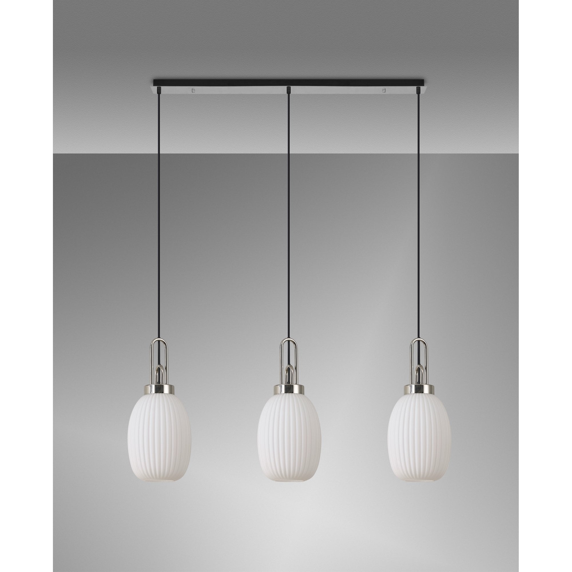NLK05949 Acme 3 Light Linear Pendant Polished Nickel Matt Black