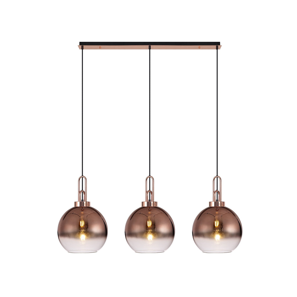 NLK05959 Amsterdam 3 Light Linear Pendant Copper Matt Black