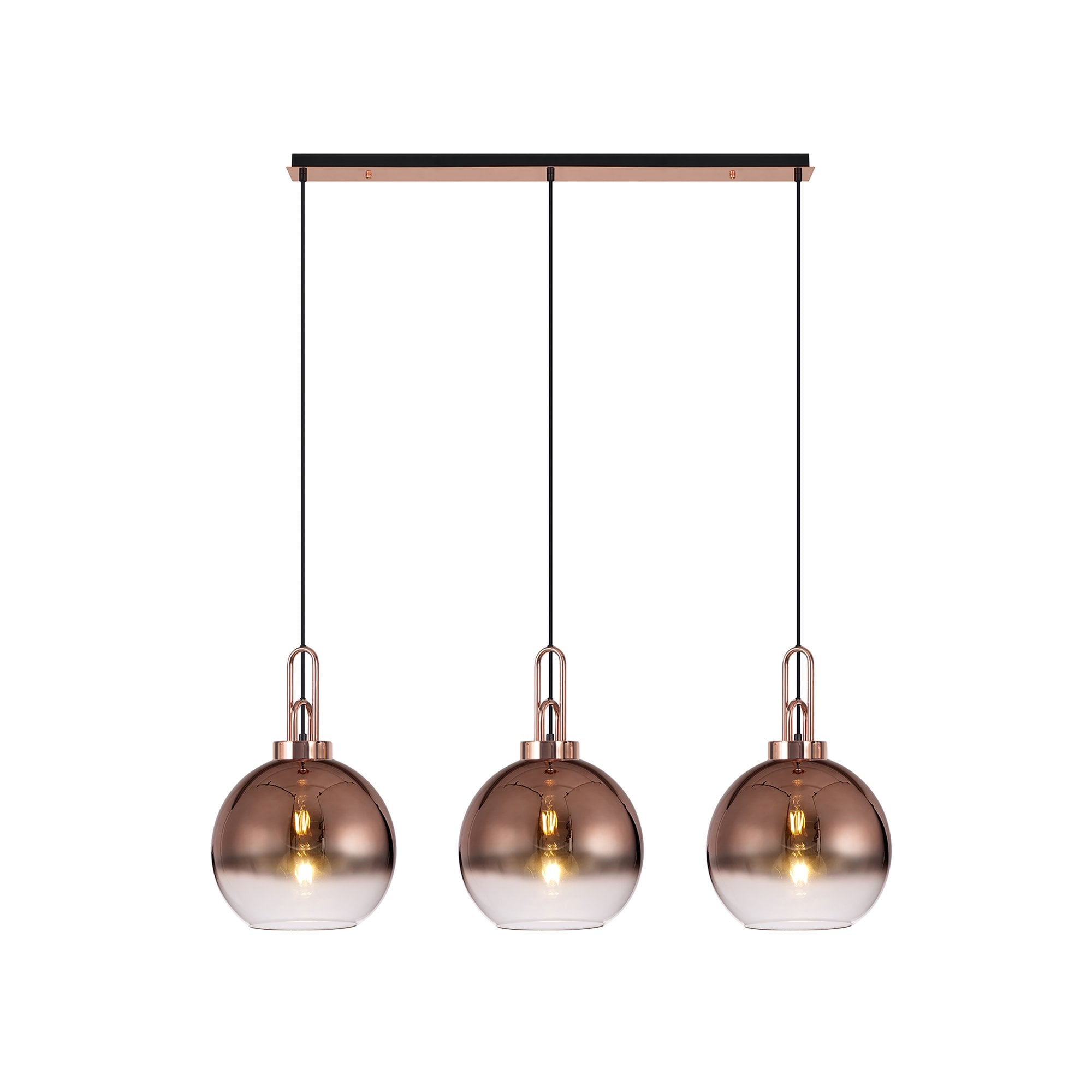 NLK05959 Amsterdam 3 Light Linear Pendant Copper Matt Black